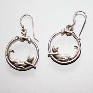 sterling silver cat earrings